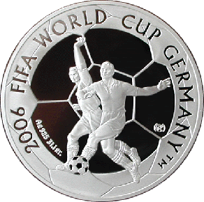 Серебряная монета. Казахстан. Чемпионат мира по футболу в Германии 2006