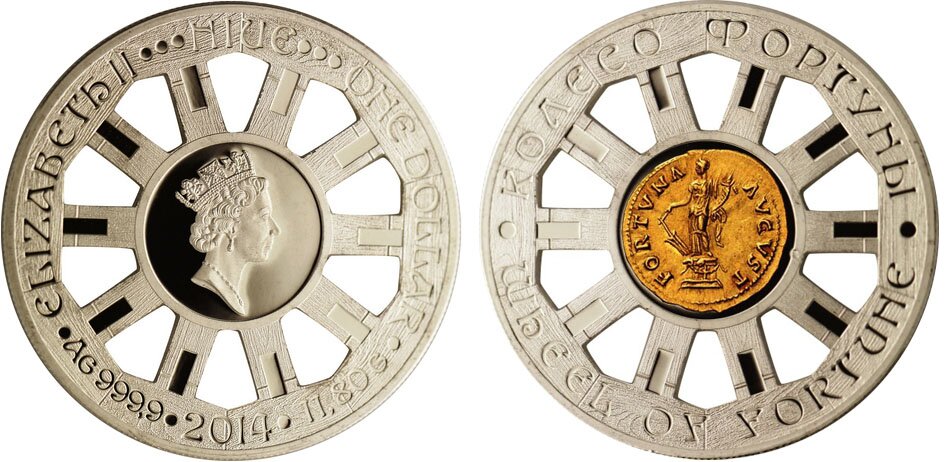 Монета «Колесо Фортуны», Острова Ниуэ, 1 доллар (2014 год)