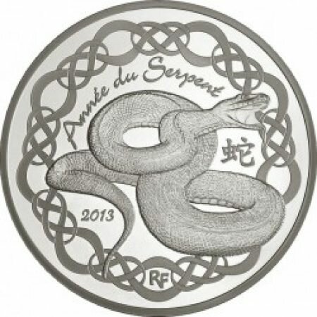 Год змеи, серебряная монета, 10 евро, Франция, 2012 год